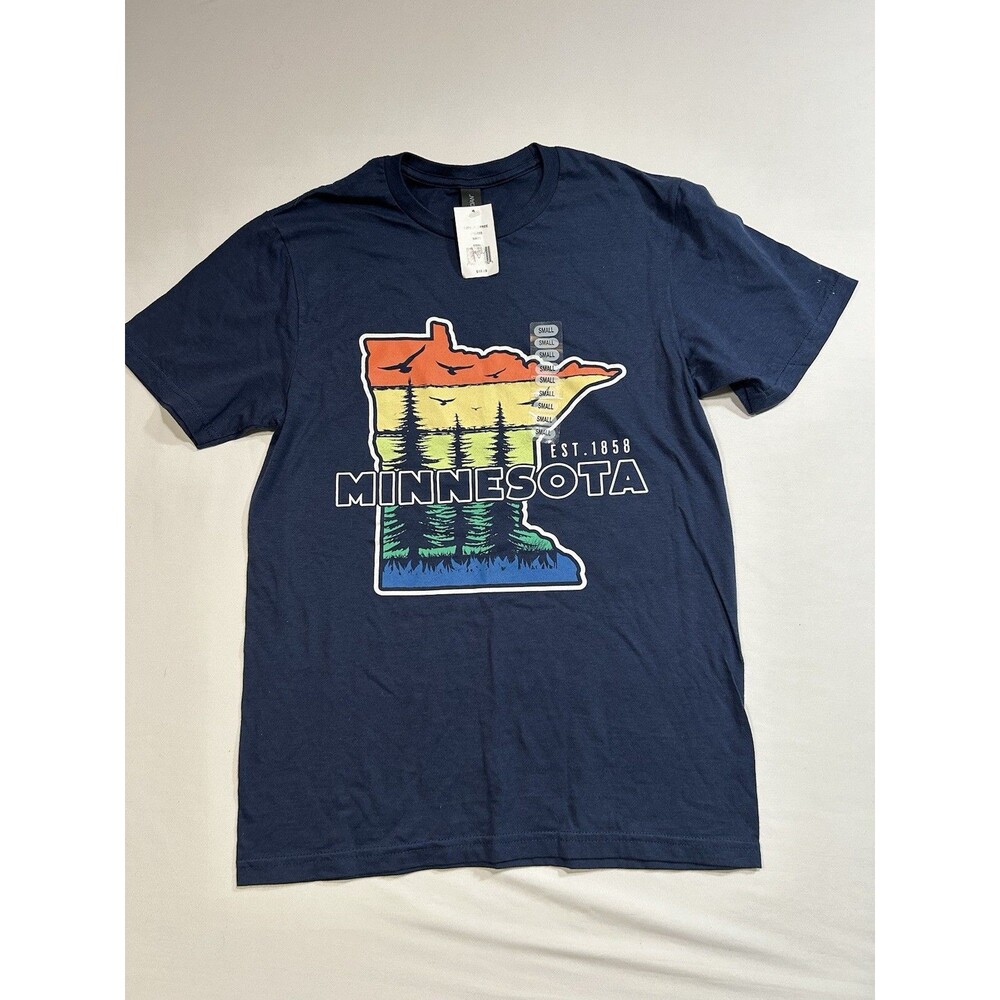 NWT Gildan Minnesota State Graphic T-Shirt Navy Blue Mens Size Small S